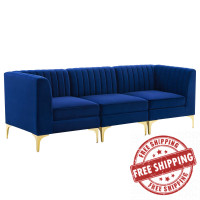 Modway EEI-4347-NAV Navy Triumph Channel Tufted Performance Velvet 	3-Seater Sofa