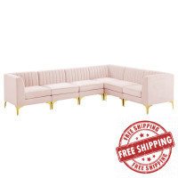 Modway EEI-4352-PNK Pink Triumph Channel Tufted Performance Velvet 6-Piece Sectional Sofa