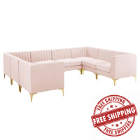 Modway EEI-4353-PNK Pink Triumph Channel Tufted Performance Velvet 8-Piece Sectional Sofa