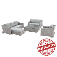 Modway EEI-4356-LGR-GRY Light Gray Gray Conway Sunbrella® Outdoor Patio Wicker Rattan 5-Piece Furniture Set
