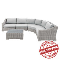 Modway EEI-4357-LGR-GRY Light Gray Gray Conway Sunbrella® Outdoor Patio Wicker Rattan 5-Piece Sectional Sofa Set