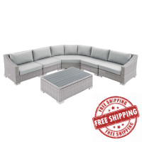 Modway EEI-4358-LGR-GRY Light Gray Gray Conway Sunbrella® Outdoor Patio Wicker Rattan 6-Piece Sectional Sofa Set