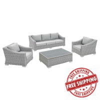 Modway EEI-4359-LGR-GRY Light Gray Gray Conway Sunbrella® Outdoor Patio Wicker Rattan 4-Piece Furniture Set