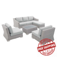 Modway EEI-4361-LGR-GRY Light Gray Gray Conway Sunbrella® Outdoor Patio Wicker Rattan 5-Piece Furniture Set