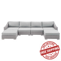 Modway EEI-4363-LGR-GRY Light Gray Gray Conway Sunbrella® Outdoor Patio Wicker Rattan 6-Piece Furniture Set