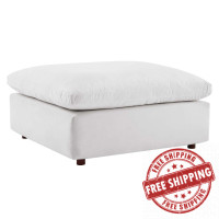 Modway EEI-4365-WHI White Commix Down Filled Overstuffed Performance Velvet Ottoman