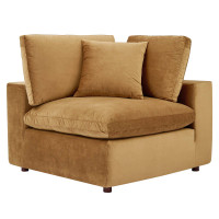Modway EEI-4366-COG Cognac Commix Down Filled Overstuffed Performance Velvet Corner Chair