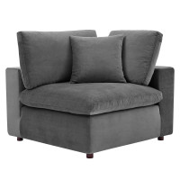 Modway EEI-4366-GRY Gray Commix Down Filled Overstuffed Performance Velvet Corner Chair