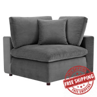 Modway EEI-4366-GRY Gray Commix Down Filled Overstuffed Performance Velvet Corner Chair