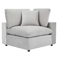 Modway EEI-4366-LGR Light Gray Commix Down Filled Overstuffed Performance Velvet Corner Chair