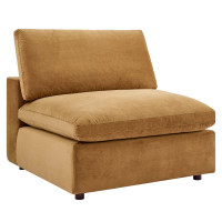 Modway EEI-4367-COG Cognac Commix Down Filled Overstuffed Performance Velvet Armless Chair