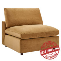 Modway EEI-4367-COG Cognac Commix Down Filled Overstuffed Performance Velvet Armless Chair