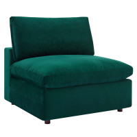 Modway EEI-4367-GRN Green Commix Down Filled Overstuffed Performance Velvet Armless Chair