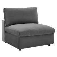 Modway EEI-4367-GRY Gray Commix Down Filled Overstuffed Performance Velvet Armless Chair