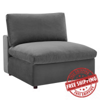 Modway EEI-4367-GRY Gray Commix Down Filled Overstuffed Performance Velvet Armless Chair
