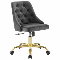 Modway EEI-4368-GLD-GRY Gold Gray Distinct Tufted Swivel Performance Velvet Office Chair