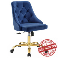 Modway EEI-4368-GLD-NAV Gold Navy Distinct Tufted Swivel Performance Velvet Office Chair