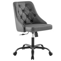 Modway EEI-4370-BLK-GRY Black Gray Distinct Tufted Swivel Vegan Leather Office Chair