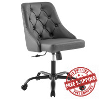 Modway EEI-4370-BLK-GRY Black Gray Distinct Tufted Swivel Vegan Leather Office Chair
