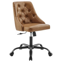 Modway EEI-4370-BLK-TAN Black Tan Distinct Tufted Swivel Vegan Leather Office Chair