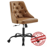 Modway EEI-4370-BLK-TAN Black Tan Distinct Tufted Swivel Vegan Leather Office Chair