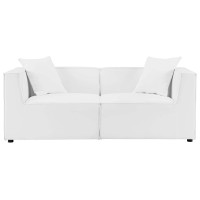 Modway EEI-4377-WHI White Saybrook Outdoor Patio Upholstered 2-Piece Sectional Sofa Loveseat