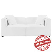 Modway EEI-4377-WHI White Saybrook Outdoor Patio Upholstered 2-Piece Sectional Sofa Loveseat