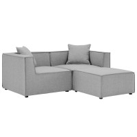 Modway EEI-4378-GRY Gray Saybrook Outdoor Patio Upholstered Loveseat and Ottoman Set