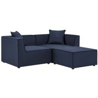 Modway EEI-4378-NAV Navy Saybrook Outdoor Patio Upholstered Loveseat and Ottoman Set