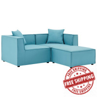 Modway EEI-4378-TUR Turquoise Saybrook Outdoor Patio Upholstered Loveseat and Ottoman Set
