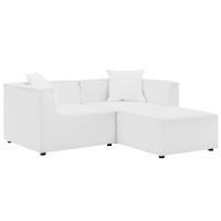 Modway EEI-4378-WHI White Saybrook Outdoor Patio Upholstered Loveseat and Ottoman Set