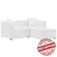 Modway EEI-4378-WHI White Saybrook Outdoor Patio Upholstered Loveseat and Ottoman Set