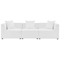 Modway EEI-4379-WHI White Saybrook Outdoor Patio Upholstered 3-Piece Sectional Sofa