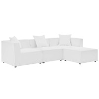 Modway EEI-4380-WHI White Saybrook Outdoor Patio Upholstered 4-Piece Sectional Sofa