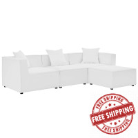 Modway EEI-4380-WHI White Saybrook Outdoor Patio Upholstered 4-Piece Sectional Sofa