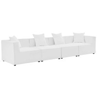 Modway EEI-4381-WHI White Saybrook Outdoor Patio Upholstered 4-Piece Sectional Sofa