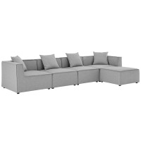Modway EEI-4382-GRY Gray Saybrook Outdoor Patio Upholstered 5-Piece Sectional Sofa