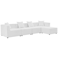 Modway EEI-4382-WHI White Saybrook Outdoor Patio Upholstered 5-Piece Sectional Sofa