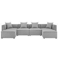 Modway EEI-4383-GRY Gray Saybrook Outdoor Patio Upholstered 6-Piece Sectional Sofa
