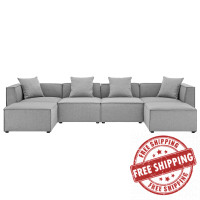 Modway EEI-4383-GRY Gray Saybrook Outdoor Patio Upholstered 6-Piece Sectional Sofa
