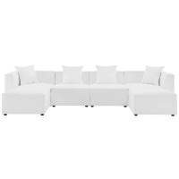 Modway EEI-4383-WHI White Saybrook Outdoor Patio Upholstered 6-Piece Sectional Sofa