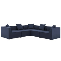 Modway EEI-4384-NAV Navy Saybrook Outdoor Patio Upholstered 5-Piece Sectional Sofa
