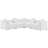 Modway EEI-4384-WHI White Saybrook Outdoor Patio Upholstered 5-Piece Sectional Sofa