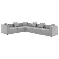Modway EEI-4385-GRY Gray Saybrook Outdoor Patio Upholstered 6-Piece Sectional Sofa