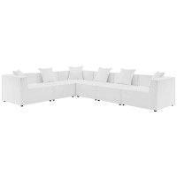 Modway EEI-4385-WHI White Saybrook Outdoor Patio Upholstered 6-Piece Sectional Sofa