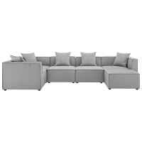 Modway EEI-4386-GRY Gray Saybrook Outdoor Patio Upholstered 6-Piece Sectional Sofa