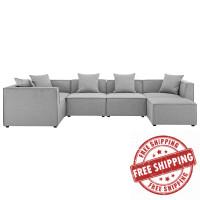 Modway EEI-4386-GRY Gray Saybrook Outdoor Patio Upholstered 6-Piece Sectional Sofa