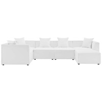 Modway EEI-4386-WHI White Saybrook Outdoor Patio Upholstered 6-Piece Sectional Sofa