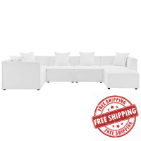 Modway EEI-4386-WHI White Saybrook Outdoor Patio Upholstered 6-Piece Sectional Sofa