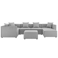 Modway EEI-4387-GRY Gray Saybrook Outdoor Patio Upholstered 7-Piece Sectional Sofa